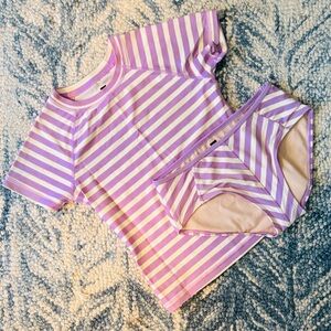 Tea Collection Purple and White Striped Kids Swim Set
